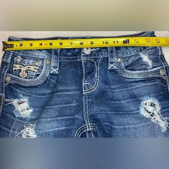 Rock Revival Alexia Crop Jeans Women’s 27 Low Rise Stretch Distressed EUC - Picture 12 of 12